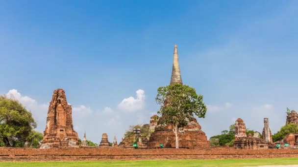 Timelapse Wat Mahahathat Одним Історичних Парків Аюттхая Популярним Місцем Туристів — стокове відео