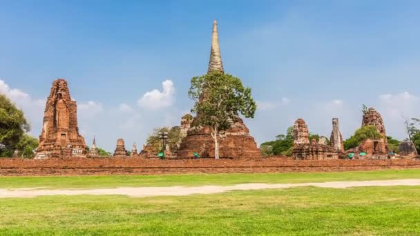Timelapse Wat Mahathat One Ayutthaya Historical Parks Popular Destination Tourists — стоковое видео