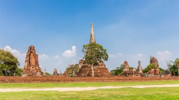 Wat Mahathat Zaman Çizelgesi Ayutthaya Tarihi Parklarından Biridir Dünya Çapında — Stok video