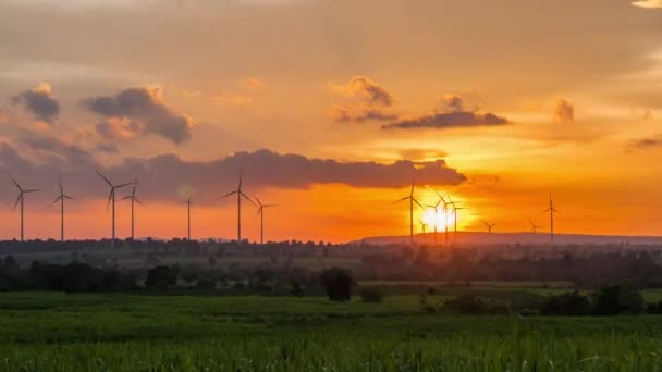 Time Lapse Wind Turbine Generating Electricity Wind Power Beautiful Sky — Stock Video