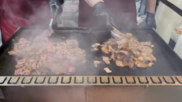 Close Van Premium Wagyu Rundvlees Gegrild Een Kookplaat Uit Japan — Stockvideo