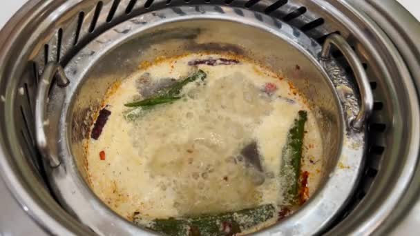 Mala Soup Boiling Stainless Steel Pot Restaurant — Stock Video