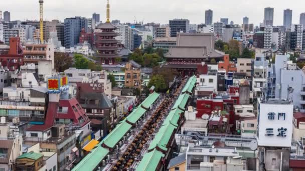 Tokyo Japan November 2023 Timelapse Turister Och Pilgrimer Vid Sensoji — Stockvideo