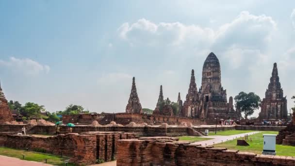 Timelapse Wat Chaiwatthanaram Parco Storico Ayutthaya Luogo Popolare Turisti Venire — Video Stock