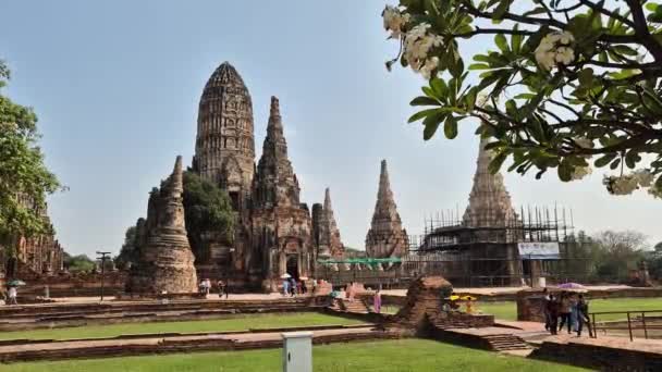Wat Chaiwatthanaram Der Ayutthaya Historical Park Ist Ein Beliebter Ort — Stockvideo