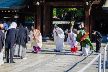 Harajuku, Tokyo 21 Kasım: Japon düğün tipik bir düğün kutlama Kasım 21,2014 Meiji Jingu tapınak Harajuku Tokyo, Japonya.