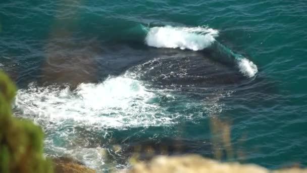 Хвиля Руйнує Повільний Рух Скелях — стокове відео