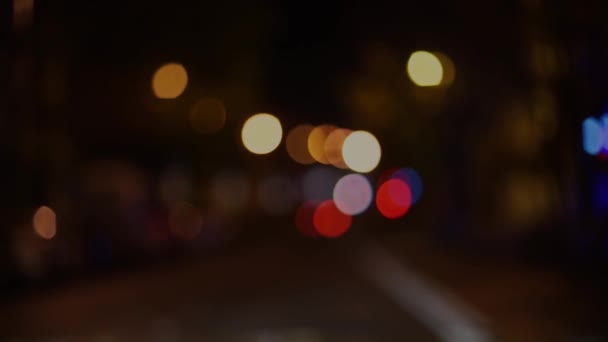 Imagens Desfocadas Transporte Borrão Luzes Cidade Longo Estrada Fora Foco — Vídeo de Stock