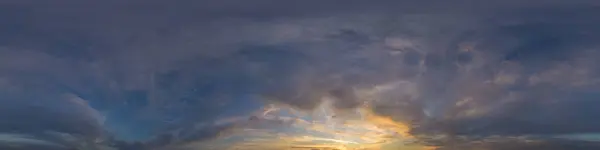 Tmavě Modrá Soumračná Obloha Mraky Cumulus Bezešvé Panorama Hdr 360 — Stock fotografie