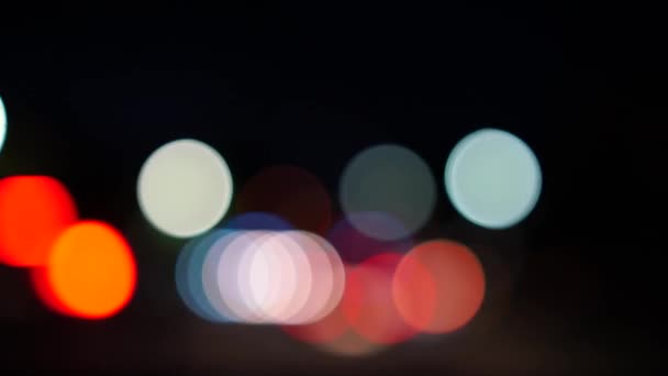 Luzes Turvas Noite Bokeh Tráfego Cidade Trânsito Nocturno Desfocado Luzes — Vídeo de Stock
