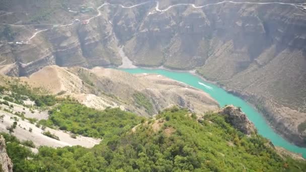 Kanion Sulak Dagestan Latem Widok Powietrza Rzekę Sulak Canyon — Wideo stockowe
