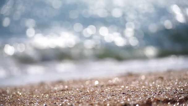 Bokeh Abstrakcyjne Morze Tło Letniego Oceanu Zachód Słońca Małymi Falami — Wideo stockowe