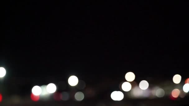 Blurred Car Lights Bokeh Evening City Defocused Headlights Street Lighting — Stock Video