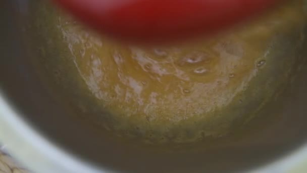 Mixing Ingredients Standing Kitchen Mixer Preparing Delicious Cream Make Cake — Video Stock