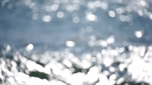 Bokeh Abstrakcyjne Morze Tło Letniego Oceanu Zachód Słońca Małymi Falami — Wideo stockowe