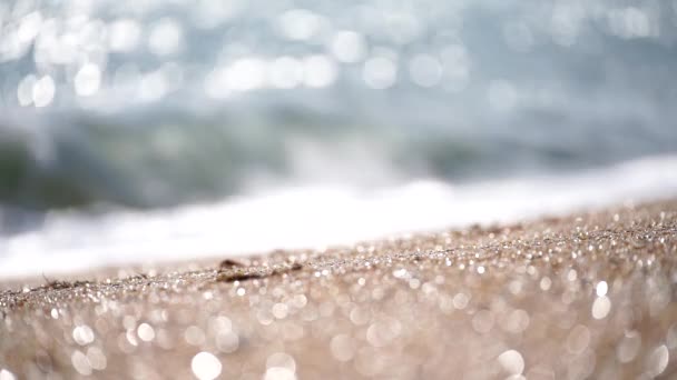 Bokeh Abstrakten Meereshintergrund Eines Sommers Ozean Sonnenuntergang Mit Kleinen Wellen — Stockvideo