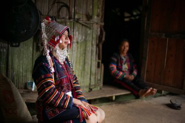 Güzel Akha Tepesi Kabilesi kızı Doi Mae Salong, Chiang Rai.  