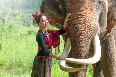 Lanna kostümlü, Tayland filli güzel bir kadın..