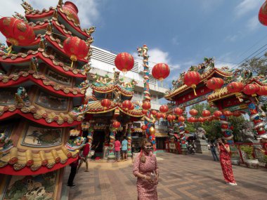 CHIANG MAI, THAILAND - JANUARY 28, 2025 : Celebrate Chinese New Year 2025 Festival at Warorot market or Chinatown in Chiang Mai, Thailand. clipart