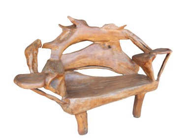 Beyaz arkaplanda ahşap sandalye tarzı.