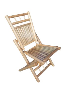 Beyaz arkaplanda bambu sandalye tarzı.