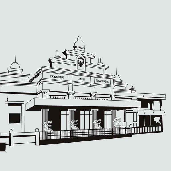 Векторна Ілюстрація Графіка Національного Пам Ятника Пресі Місті Суракарта Центральна — стоковий вектор