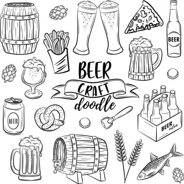 Vektör gemisi bira karalama seti 