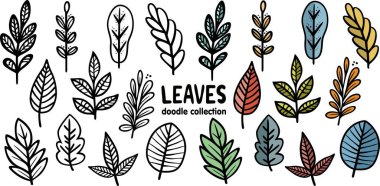 Çevredeki farklı ağaçların karalama seti. Beyaz arka planda el yapımı dekoratif unsurlar. Colod izole resimleme