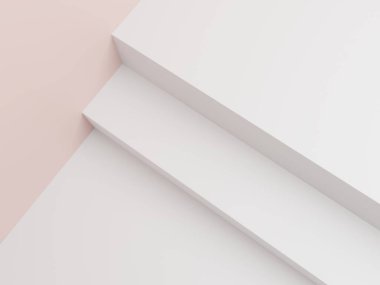 3D Rendering Pastel Color Studio Shot Product Display Background with Geometric Blocks or Staircase for Beauty, Cosmetics or Skin Care Product Display.