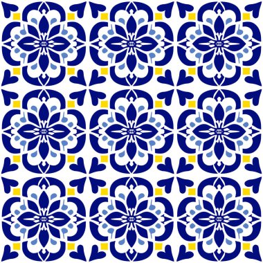 Vector Retro or Traditional Portuguese or Moroccan Style Flooring Tiles Seamless Surface Pattern for Background, Products or Wrapping Paper Prints.