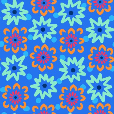 Vector Retro Vintage Festive Abstract Spring or Summer Floral Seamless Surface Pattern for Products, Fabric or Wrapping Paper Prints.
