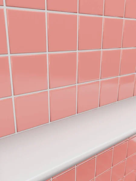 Rendering Badkamer Keuken Pastel Tegels Onder Zonlicht Achtergrond Voor Toiletartikelen — Stockfoto