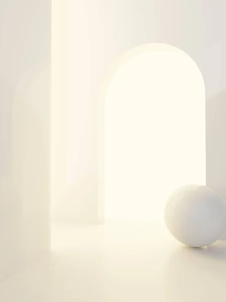 3D Rendering Minimal Stüdyo Çekimi Gün Işığı Ürünleri, Güzellik, Moda, Kozmetik ve Moda Ürünleri İçin Görünüm Arkaplanı ile Saf Beyaz.