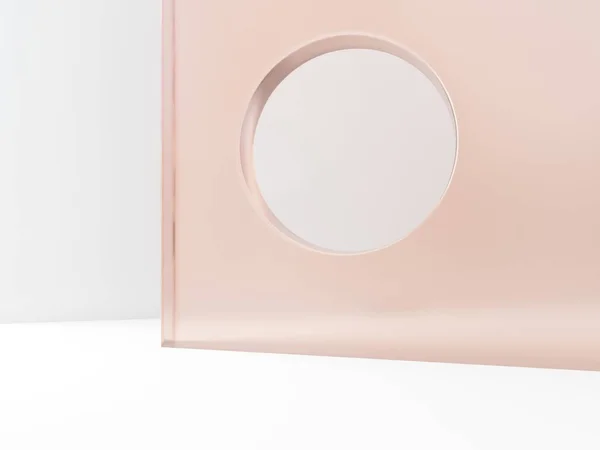 Rendering Minimal Studio Shot Pastel Color Transparent Acrylic Board Window — Stok fotoğraf