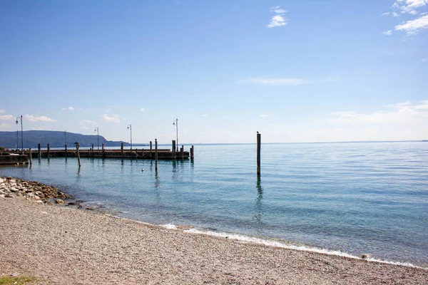 Blick Auf Strand Und Gardasee Von Der Promenade Toscolano Maderno — Stockfoto
