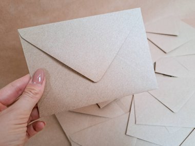 Arkaplanda el işi kağıt zarfları kopyalama alanı ,