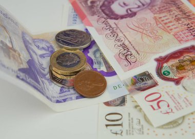 britain money pounds sterlings close up.