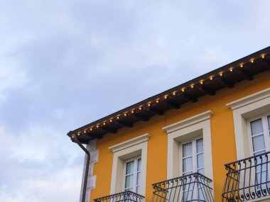 close up of colorful italian houses ,street architecture