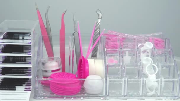 Staff Eyelash Extensions Beauty Salon Equipment Beautician — 图库视频影像