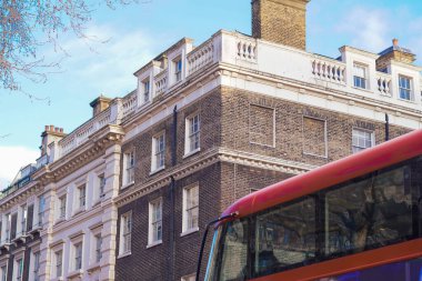 High-rise buildings on blue sky background,streets of big city.