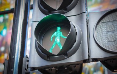 close up of signal system traffic light,road signs.