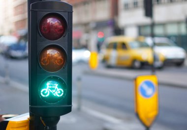close up of signal system traffic light,road signs.