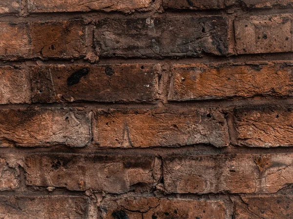 Brown textured brick wallpaper and background copy space. High quality photo