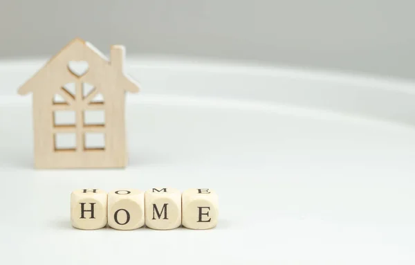 Houten Kralen Met Inscriptie Home Home Concept — Stockfoto