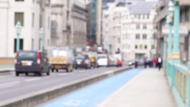 Imágenes Borrosas Fondo Vida Ciudad Londres Tráfico Automóviles Autobuses Peatones — Vídeos de Stock