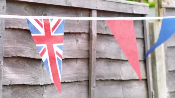 Věnec Venku Britskými Národními Vlajkami Oslava Korunovace Května 2023 — Stock video