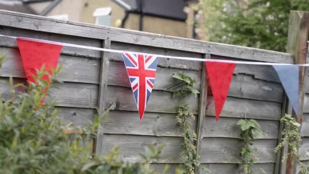 Guirnalda Exterior Con Banderas Nacionales Británicas Ceremonia Coronación Mayo 2023 — Vídeo de stock