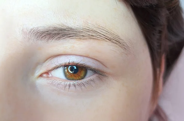 Close Eyelash Extensions Beauty Salon Macro Eye Volume — Stock Photo, Image