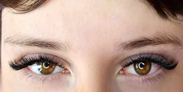 Close Eyelash Extensions Beauty Salon Macro Eye Volume — Stock Photo, Image