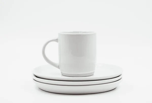 Λευκό Στρογγυλό Πιάτο Λευκό Φόντο Αντίγραφο Χώρου Υψηλής Ποιότητας Φωτογραφία — Φωτογραφία Αρχείου